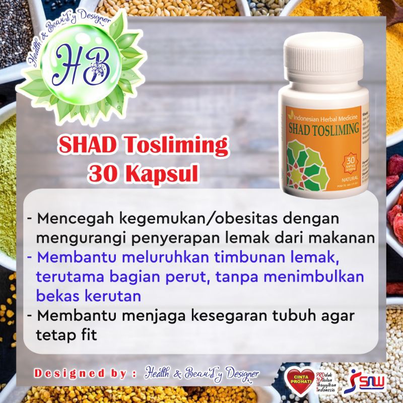 SHAD Tosliming @30kapsul - Mencegah Kegemukan, Meluruhkan Lemak, Mengendalikan Berat Badan