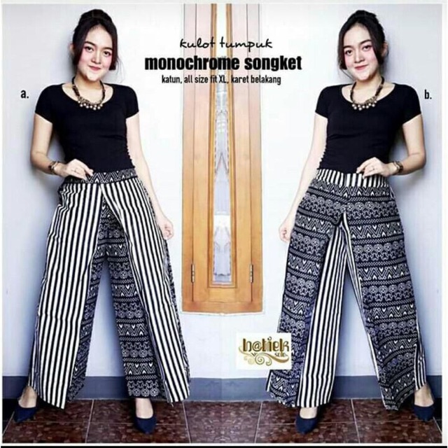  Kulot  Tumpuk Monochrome Songket  Kukit Batik Cantik 