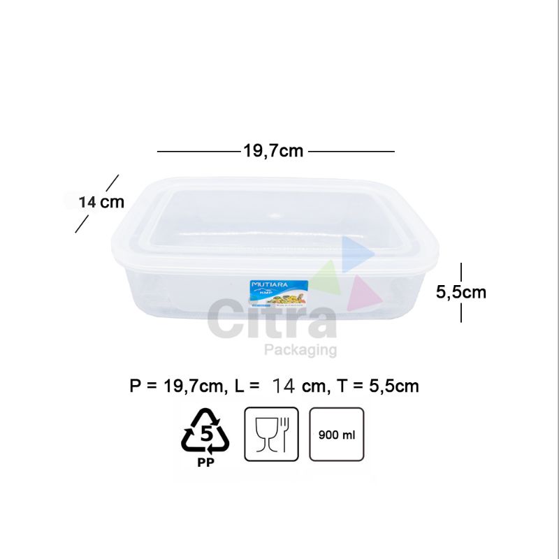 Kotak KMP 900ml / foodbox / tempat bekal / kotak plastik / Mutiarapack 900 BPL013