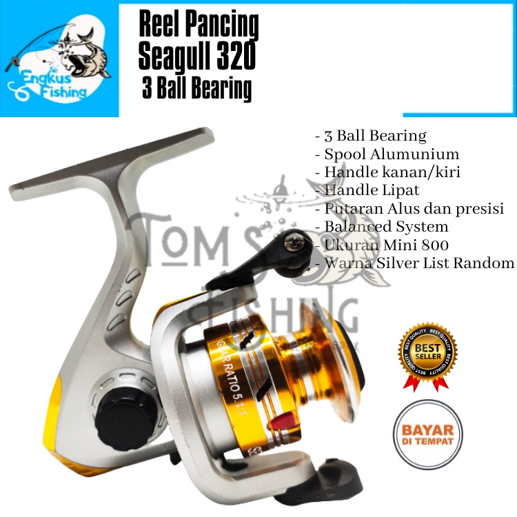 Reel Pancing Seagull 320 Spool Alumunium (3 Bearing) Murah - Engkus Fishing