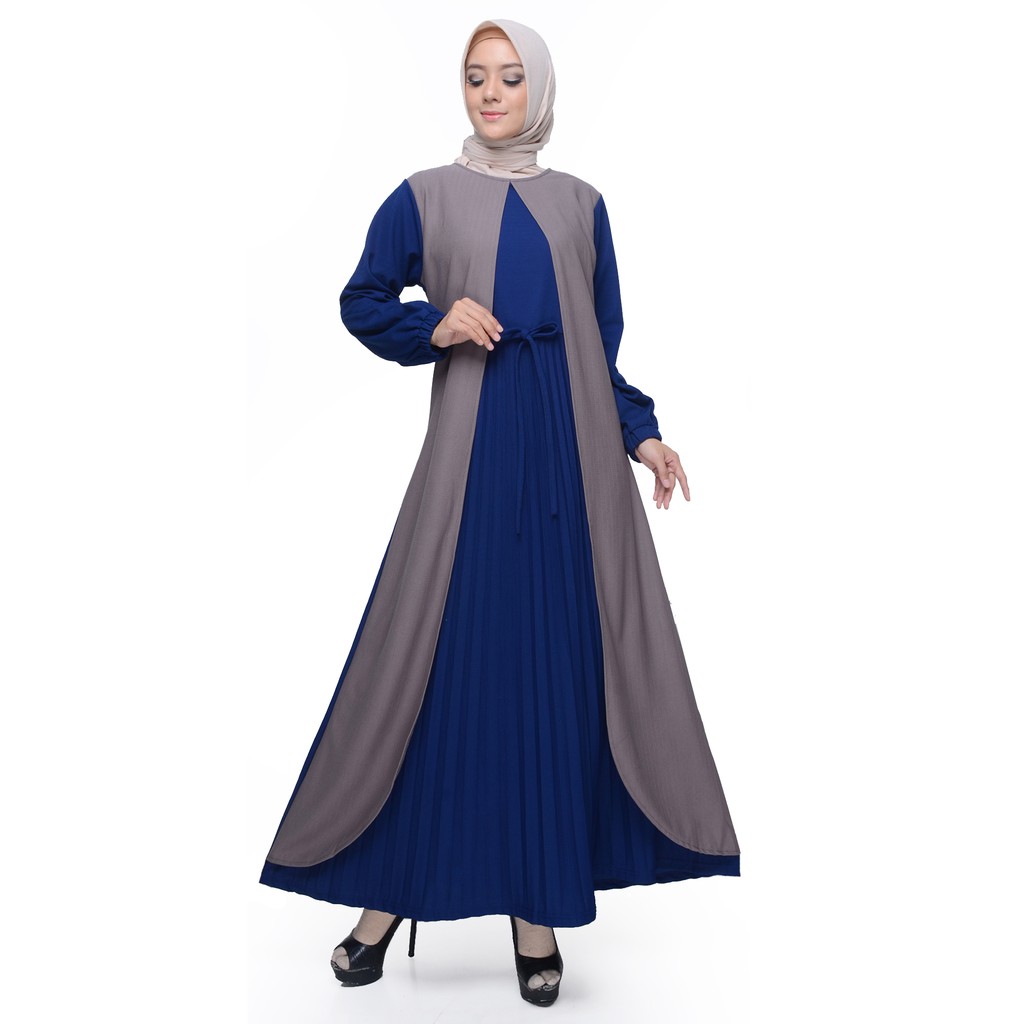 Long Dress Gamis maxi Wanita Muslim kombinasi warna - XSHOP Binar