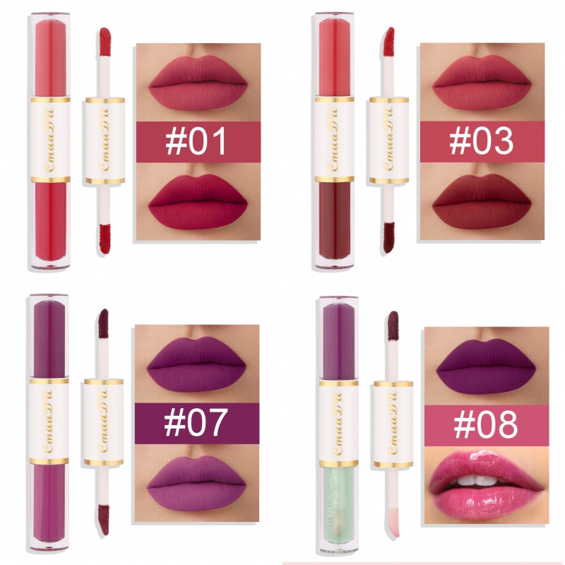 BPOM CMAADU Double Lipstik 2 in 1 Matte Liquid Waterproof Long Lasting Lipstick XX076