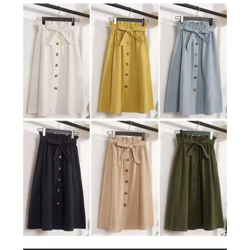 rok panjang kancing depan