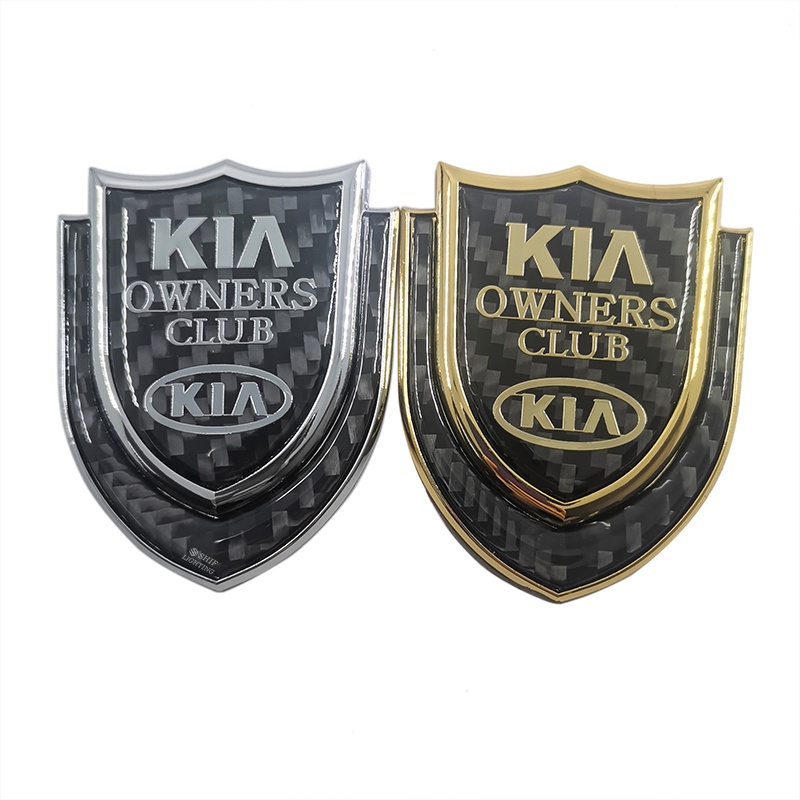 1pc Stiker Emblem Logo KIA Owners Club Bahan Metal Carbon Fiber Untuk Dekorasi Mobil