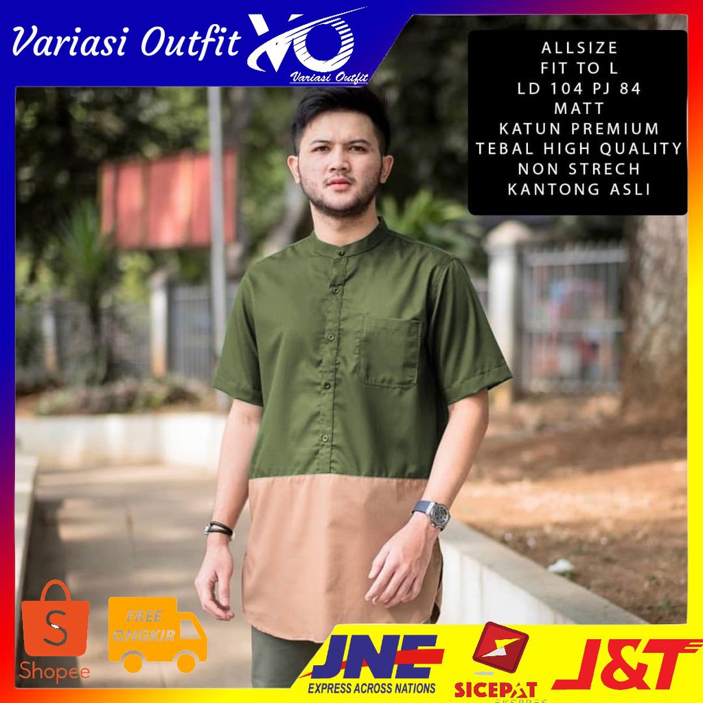 [Koko Winter Army NI]Baju koko pria matt katun hijau