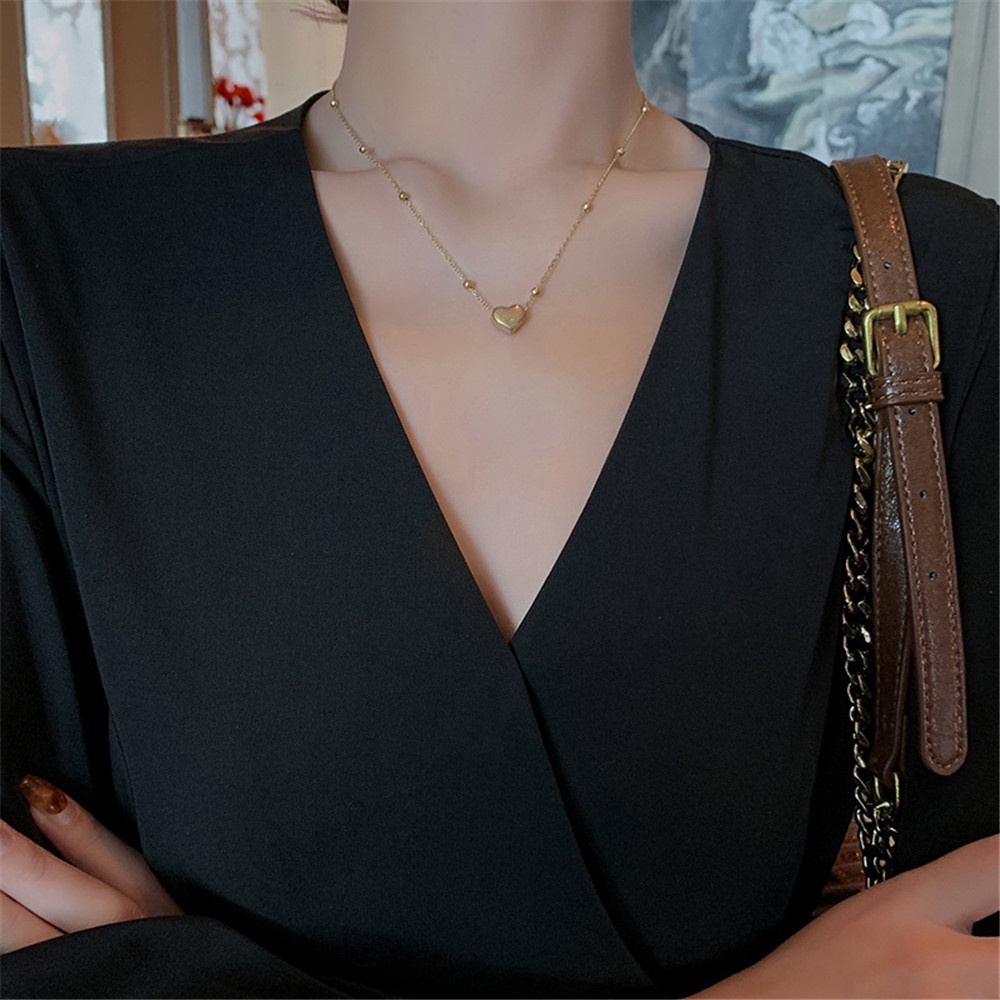 【COD Tangding】Love Pendant Necklace Female Clavicle Chain Temperament Simple Fashion Necklace Choker Jewelry