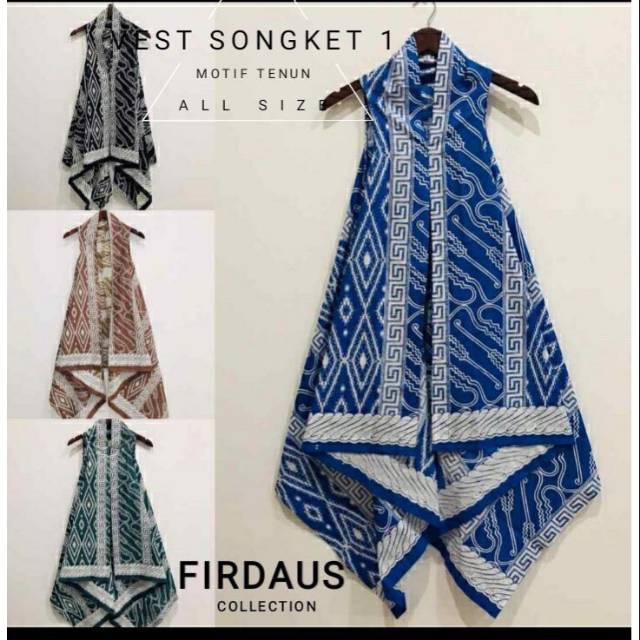 Vest Songket 1 Motif Tenun Outer Wanita Batik