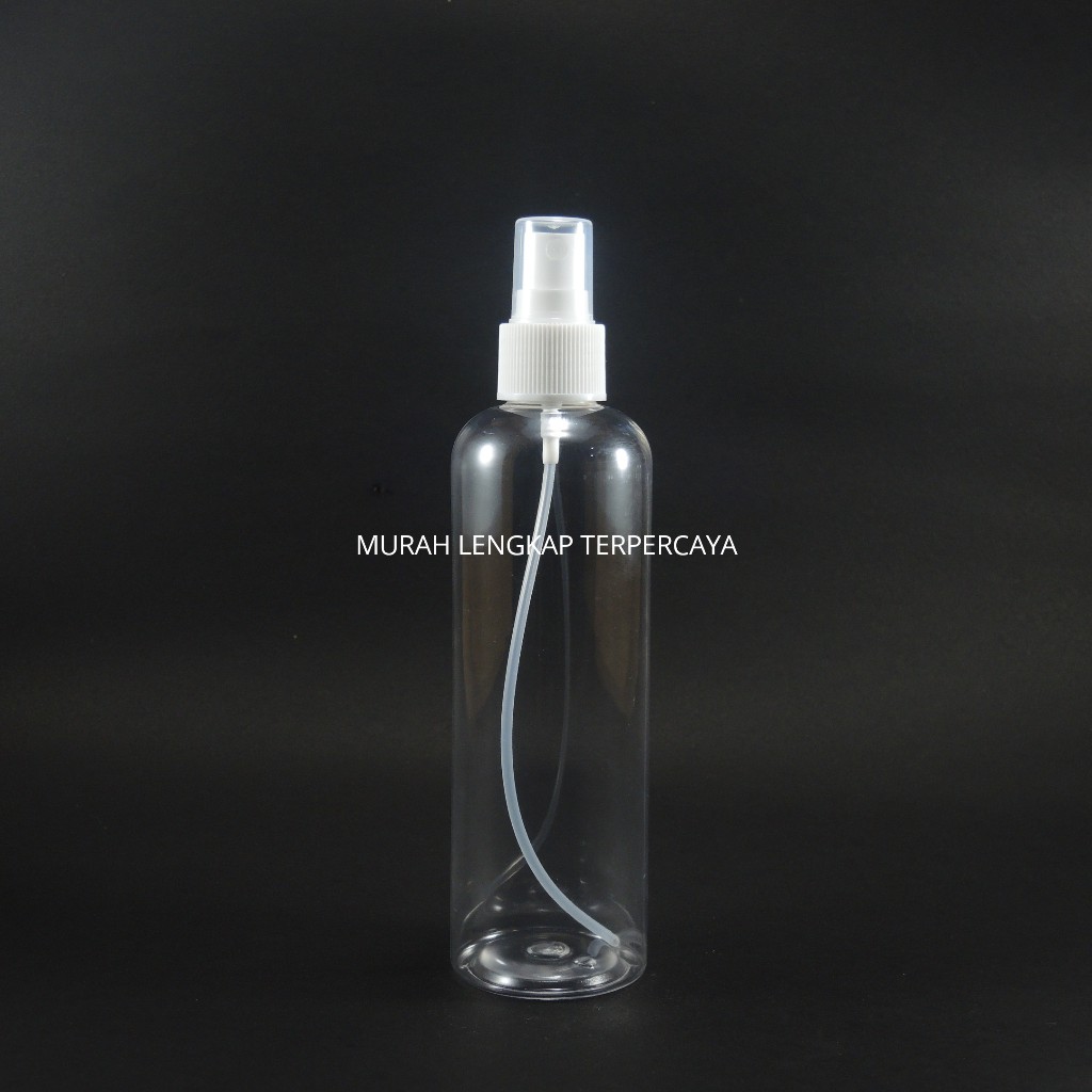 Botol Plastik 250ml Natural Tutup Spray Putih Best Seller