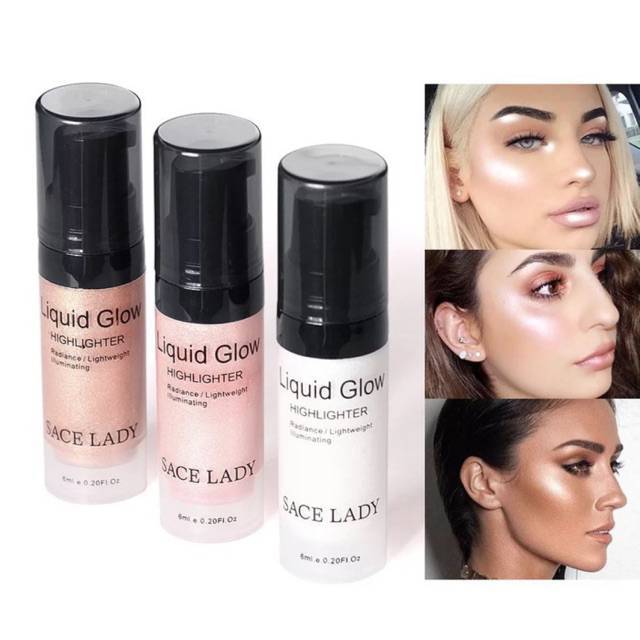 SACE LADY Face Highlighter Cream Liquid Illuminator Makeup Shimmer Glow Kit Make Up Facial