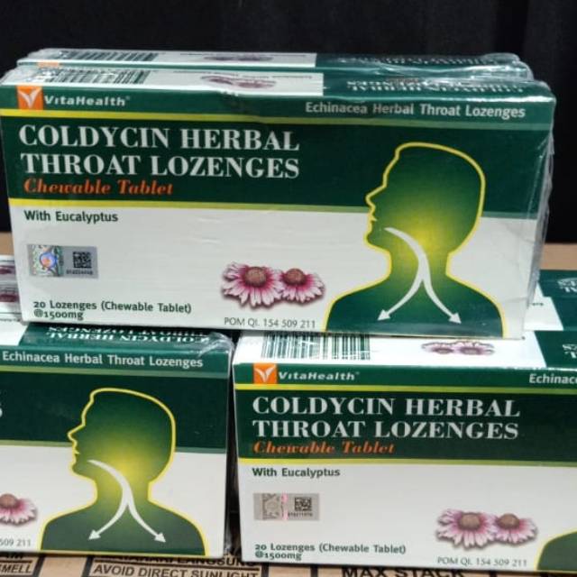 vitahealth coldycin herbal throat lozenges /echinacea / pelega tenggorokan