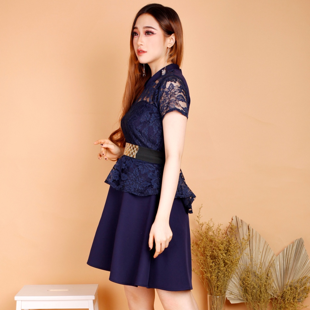 Kathryn collection, 130 # DRES ROK MEKAR SCUBA IMPORT PREMIUM KOMBINASI BRUKAT GLITER FREE BELT
