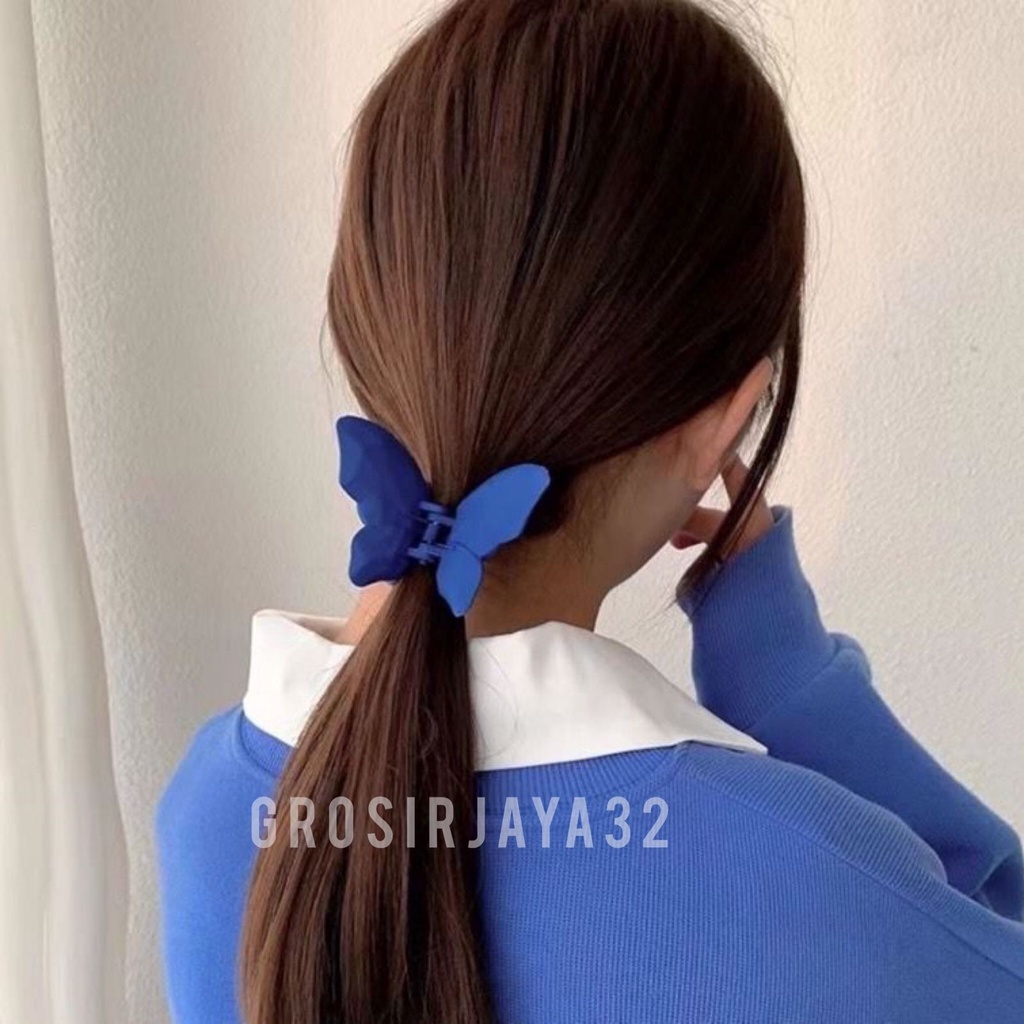 (GROSIRJAYA32) Jepit Rambut Korea Kupu Kupu 6.8cm Jedai Doff Kupu Jepitan Rambut Matte Butterfly Hair Claw Clips