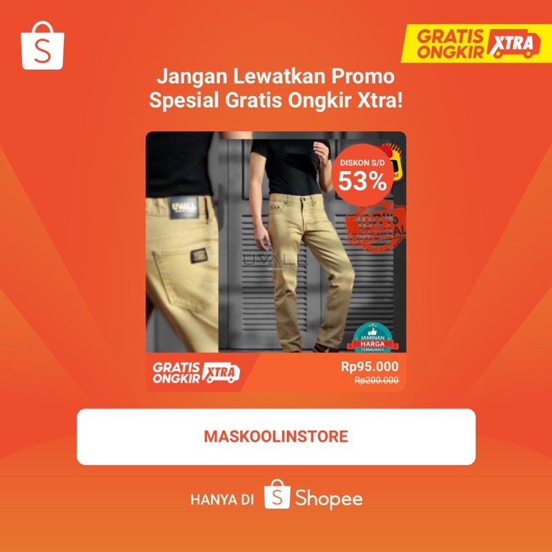 Celana Jeans Model Standar Regular Uvall Pria Wanita