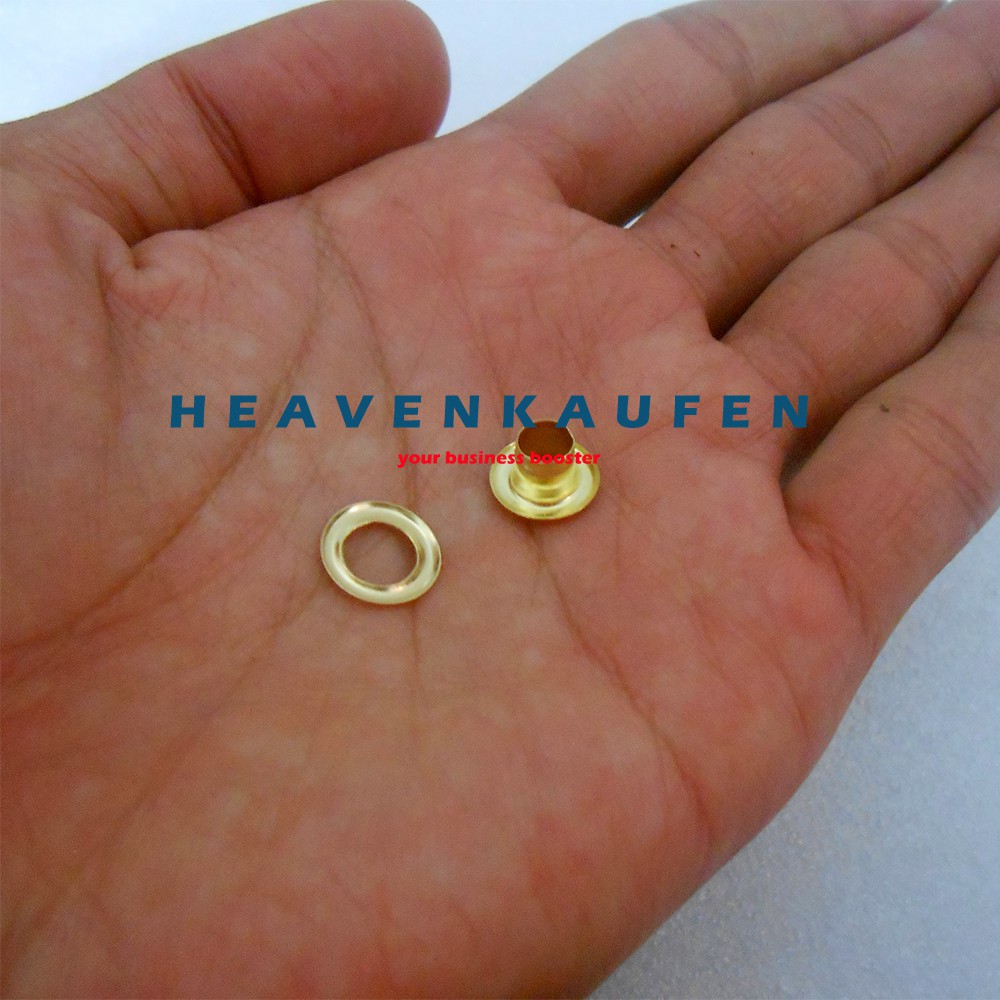 Mata Ayam Eyelet Mata Itik 5 mm Warna Gold Emas Model Pakai Ring Harga Per Pack isi 100 Pcs