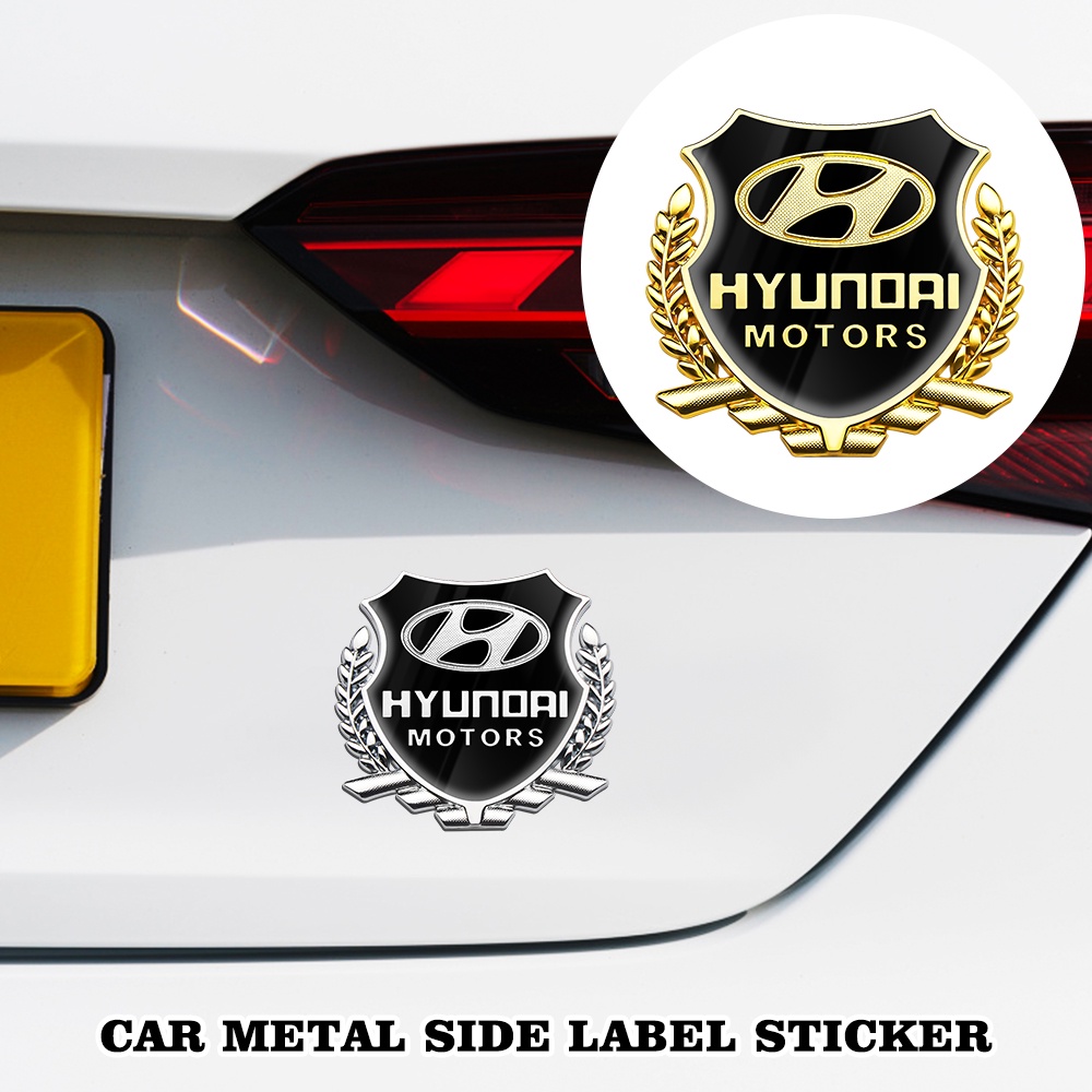 2pcs Stiker Emblem / Badge Metal 3D Untuk Jendela Samping Mobil Hyundai Matrix Getz Accent I10 Starex Atos Elantra Sonata