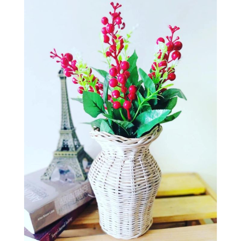 Keranjang Rotan Gucci Rotan Aesthetic Vas Anyaman Rotan Vas Bunga Rotan Unik Model Gucci Gelombang