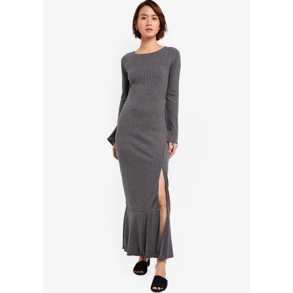 grey knit maxi dress