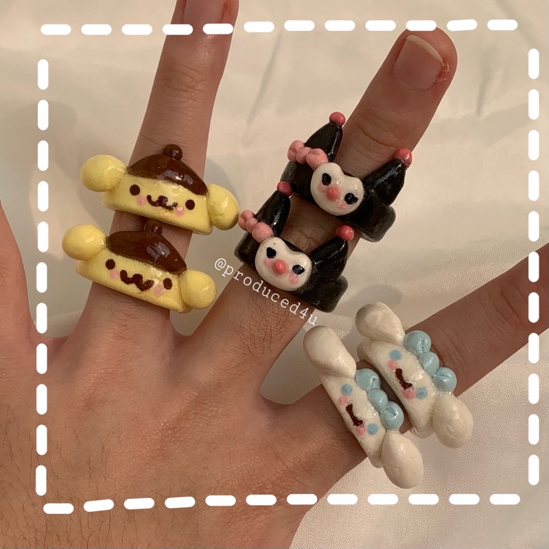 Jual SANRIO CLAY RINGS (v1) / CINNAMOROLL CLAY RINGS / POMPOM PURIN