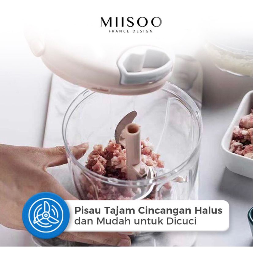 MIISOO Alat Cincang Hand Pulled Kitchen Grinder Mini Food Chopper Blender