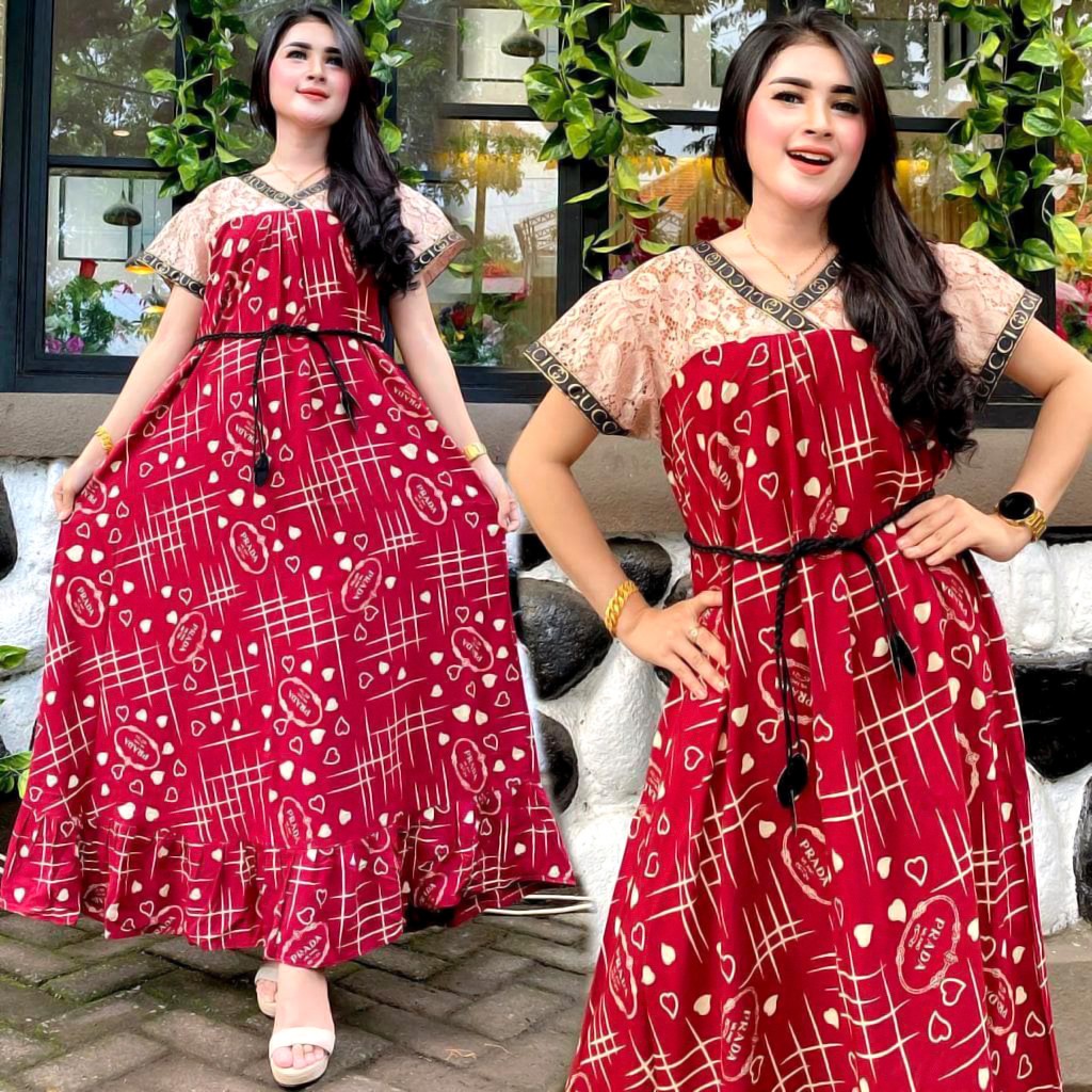 DASTER ARAB SEKDRESS RENDA ULFA HOME DRESS BATIK WANITA DASTER KEKINIAN MURAH BUMIL BUSUI