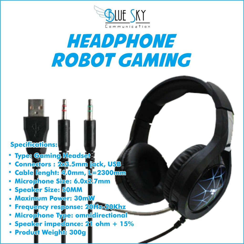 HEADPHONE HEADSET GAMING ROBOT RH-G10 BASS