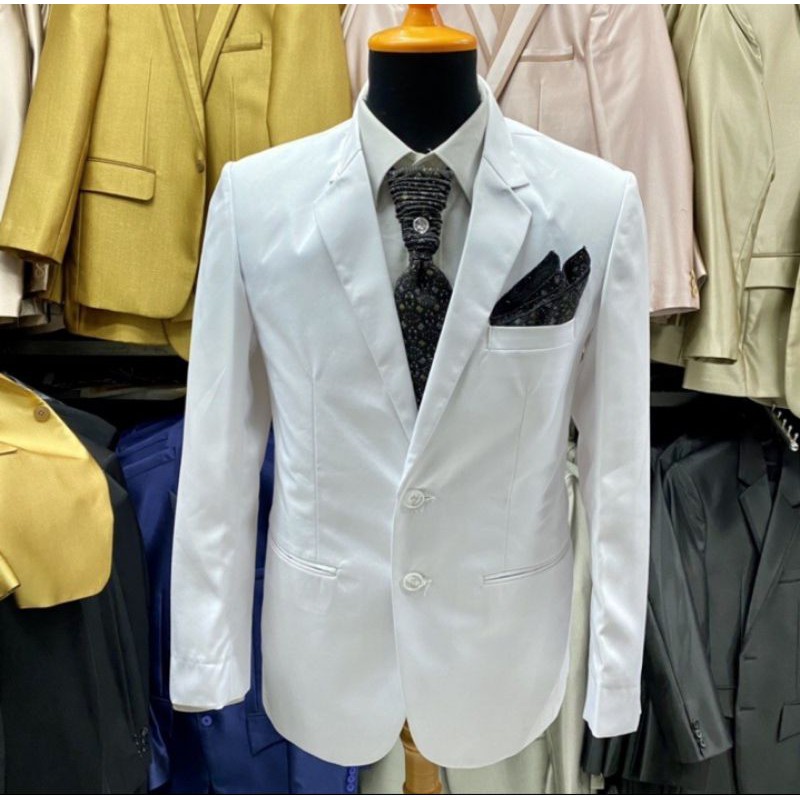 Jas Wisuda Blazer Pria ( Hitam, putih, hitam list ) Jas Formal Jas Pengantin Nikah Jas Kerja Murah