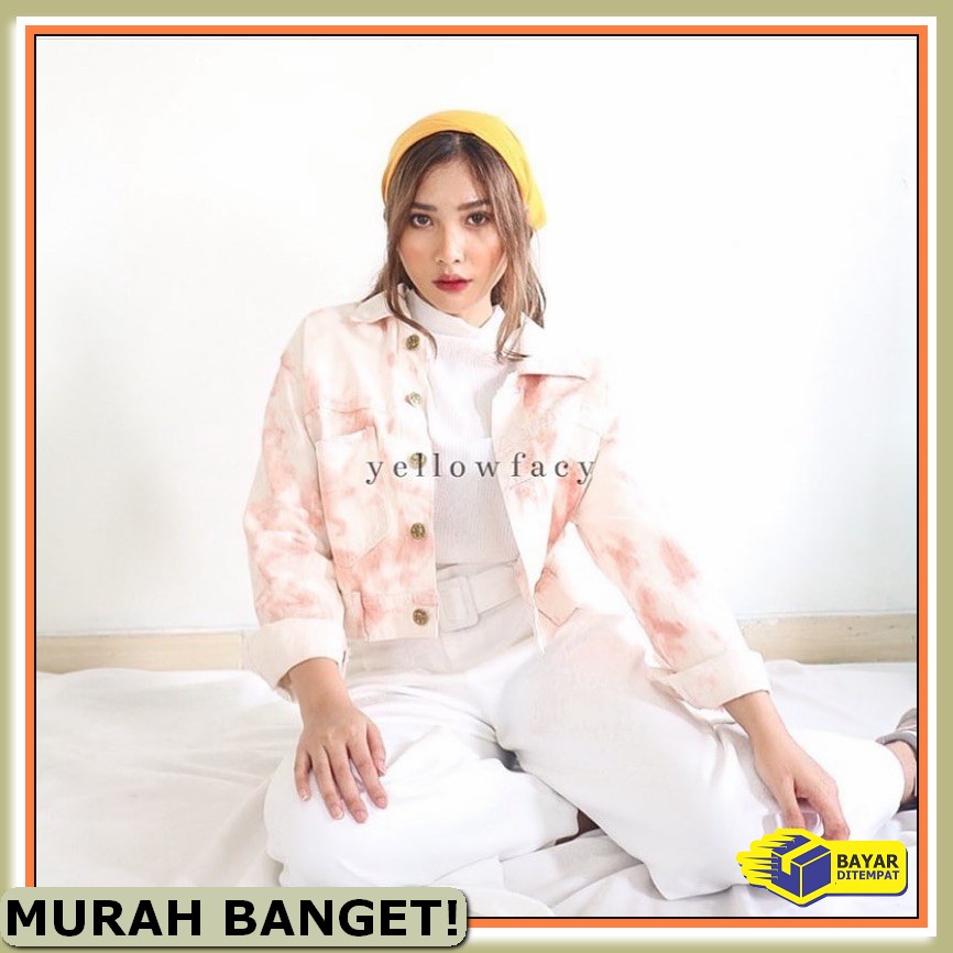 Jaket Jeans Cewek Crop Wanita Jacket Jins Murah Hits Kekinian Jum ZS809 Jacket Denim Tie Dye