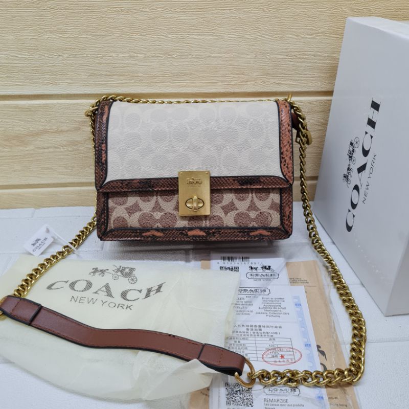 Coch hutton shoulder kombi snakeskin free box / tas selempang coa*h uk 22 x 16 x 9 / tas coa anoska