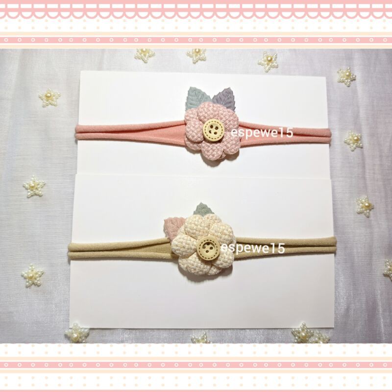 Baby Headband, Bandana Bayi Bunga Kancing Single