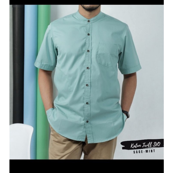 SAVIQ BAJU KURTA LENGAN PENDEK WARNA MINT / MOCCA /KOKO SAVIQ INDONESIA