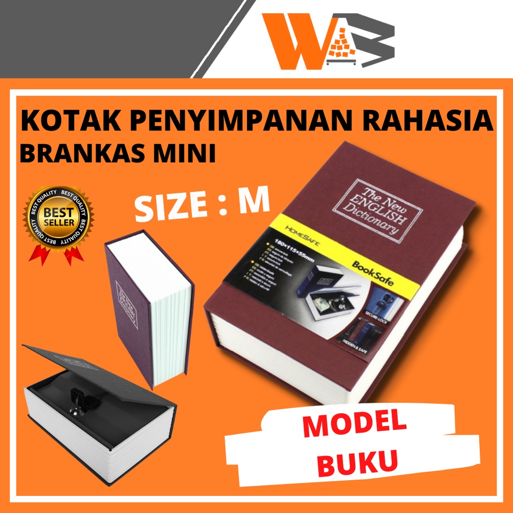 COD Brangkas Mini Kotak Penyimpanan Serbaguna Rahasia Pajangan Buku Palsu Size M C55