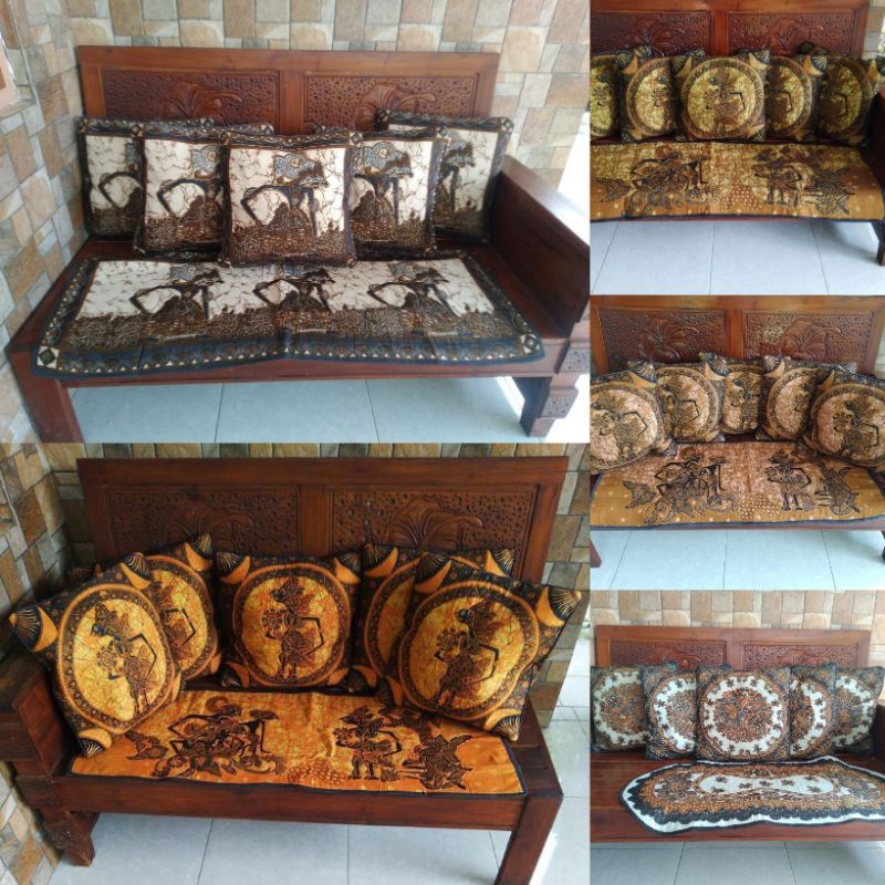 Sarung Bantal Sofa Kursi Set 40x40 Bahan Katun Super Motif Wayang