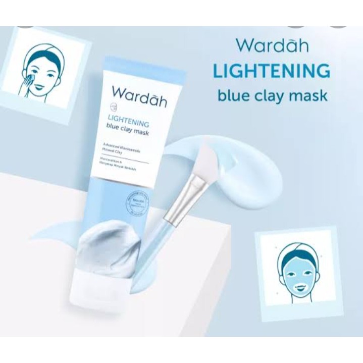 ✿ELYSABETHME✿ 🅆 🄰 🅁 🄳 🄰 🄷 Wardah lightening face mask biru masker wajah lembut cocok untuk kulit sensitif