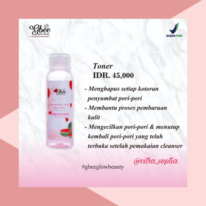 (TERMURAH) ECERAN/SATUAN GBEE GLOW BEAUTY SKINCARE BPOM-Toner