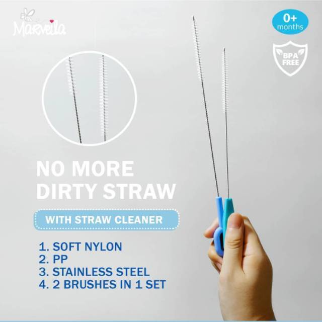 Marveila Straw Cleaning Brush 2 pcs - Sikat Pembersih Sedotan Pipet