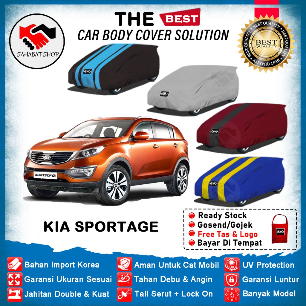 Sahabat Body Cover Mobil Kia Sportage / Sarung Penutup Kia Sportage Outdoor 2010 2011 2012 2013 2014 2015 / Tutup Mantel Selimut Mantol Pelindung Kerudung Kelambu Jas Kerodong Terpal Bungkus Mobil Anti Air Waterproof Model Biru