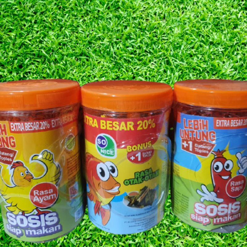 

SOSIS SO NICE RASA SAPI & AYAM EXTRA BESAR 20% 1 TOPLES ISI 25pcs