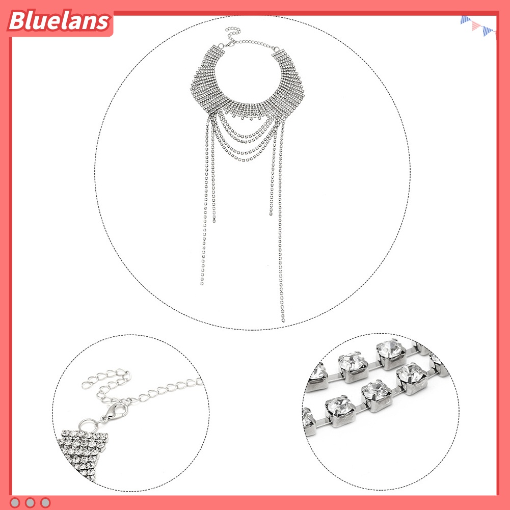 Kalung Choker Liontin Rumbai Berlian Imitasi Untuk Wanita