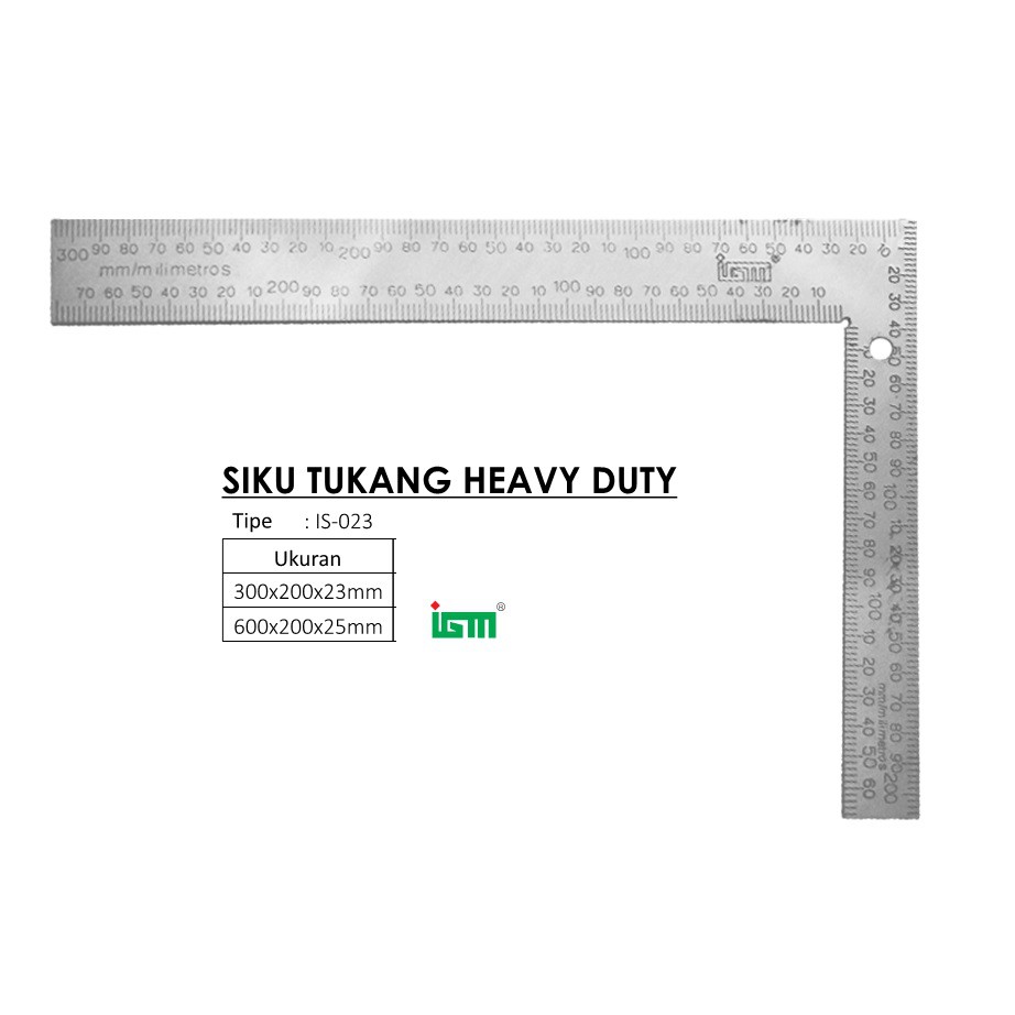 

TERMURAH IGM IS-023 SIKU TUKANG/SIKU UKUR/PENGGARIS L 300X200X2.3MM