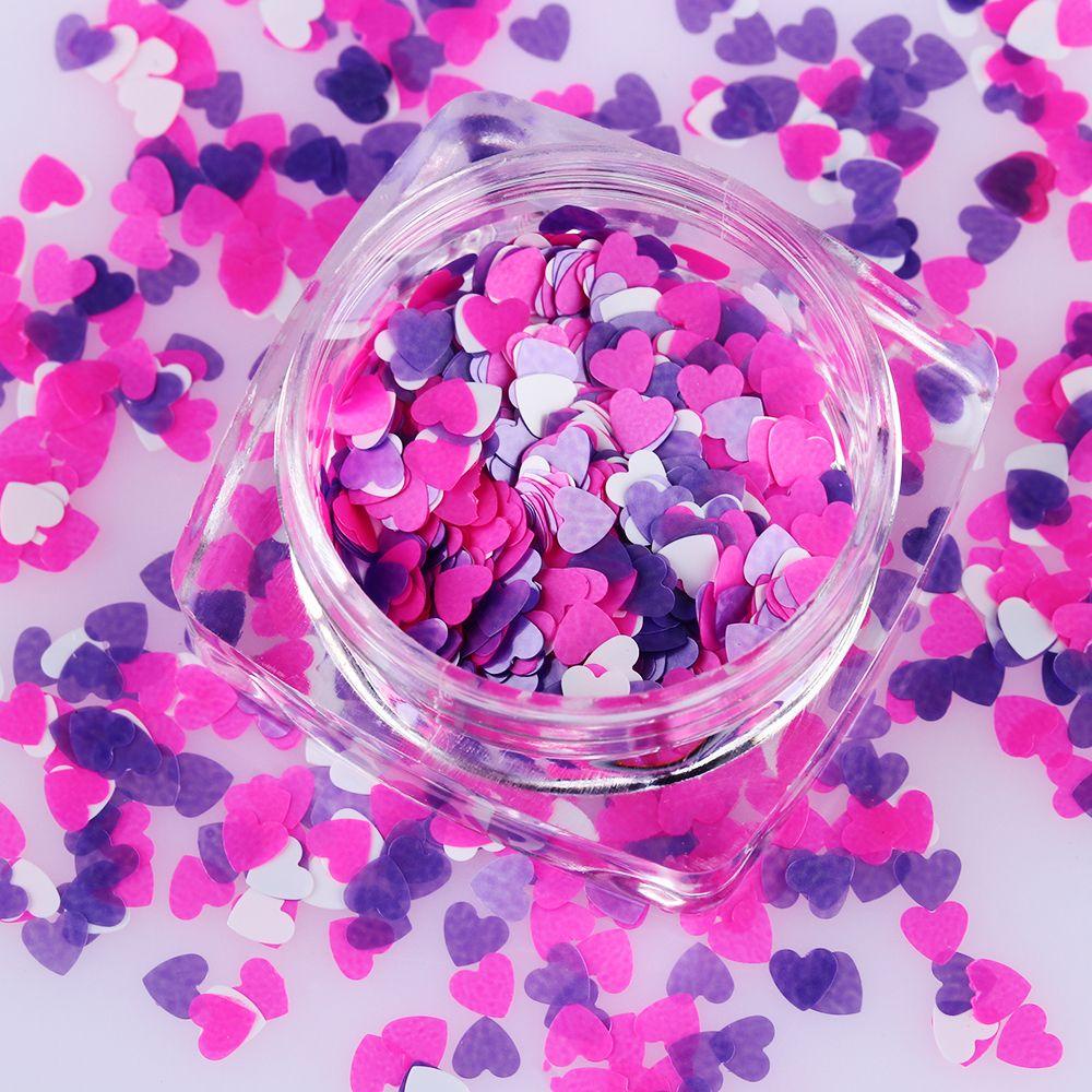 R-flower Nail Sequin Stickers Glitter Baru Bentuk Hati Manicure Tips