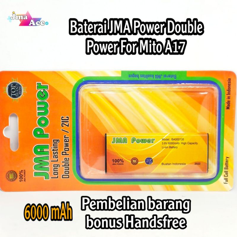 Baterai JMA Power Double Power Original For Mito A17 BA-000135 Bonus Handsfree