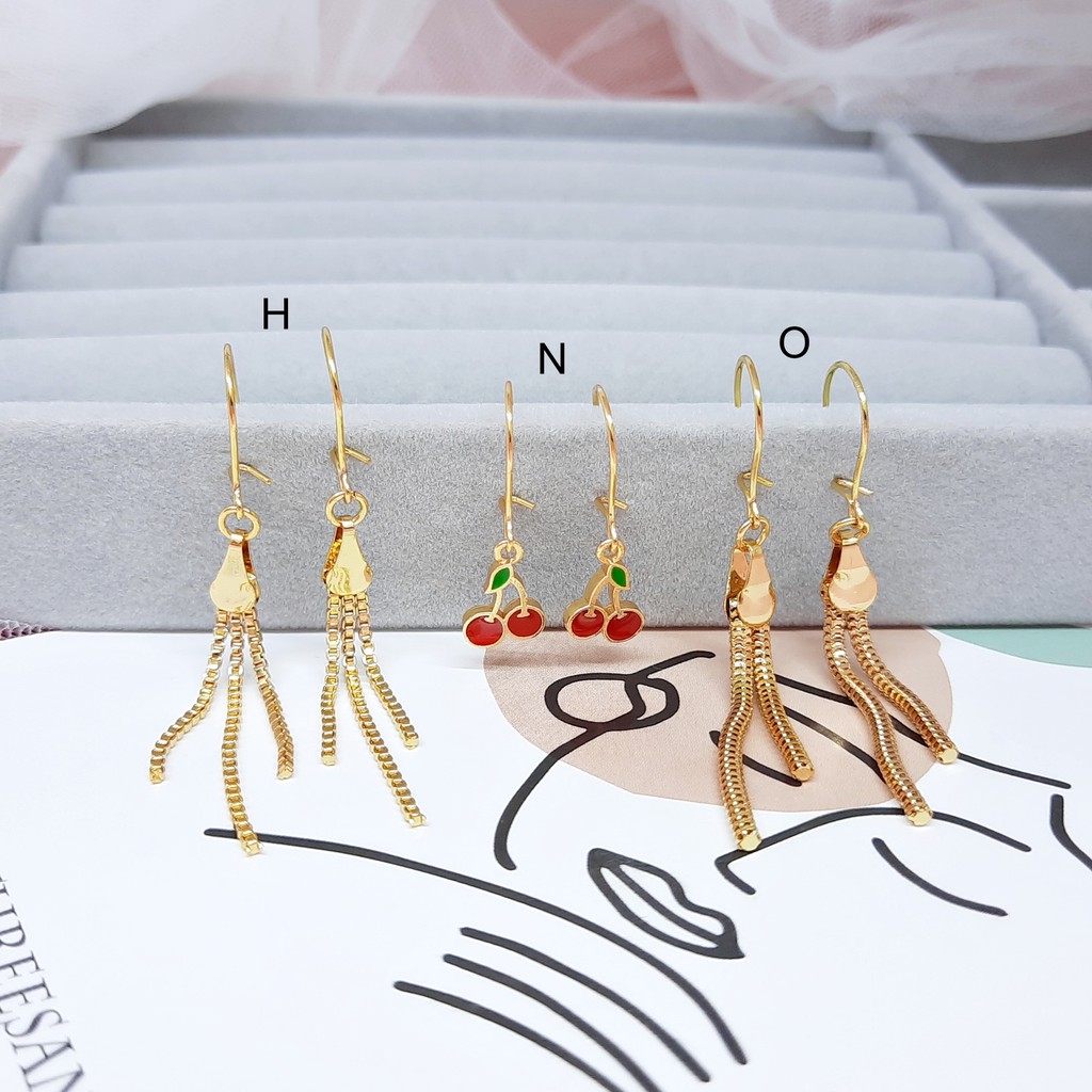 Anting Anting Xuping Giwang Wanita Panjang Hijab Jurai Lapis Emas - BE127