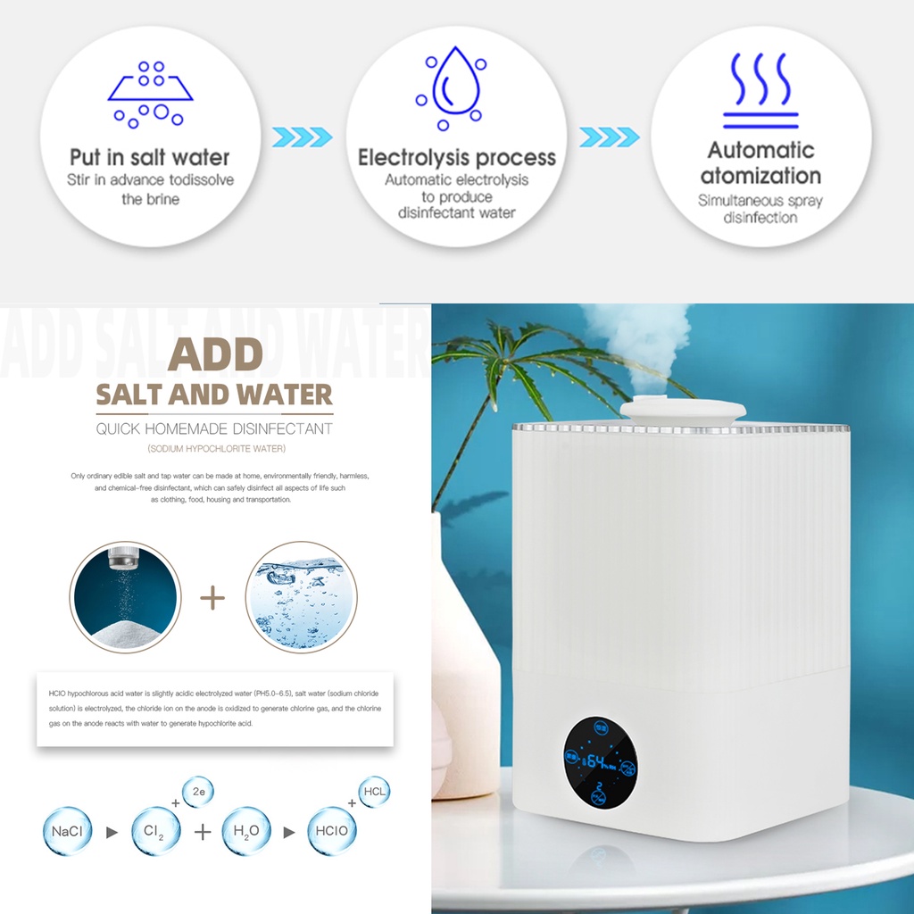 HOCL Generator + Humidifier 2 in 1 disinfectant ruangan