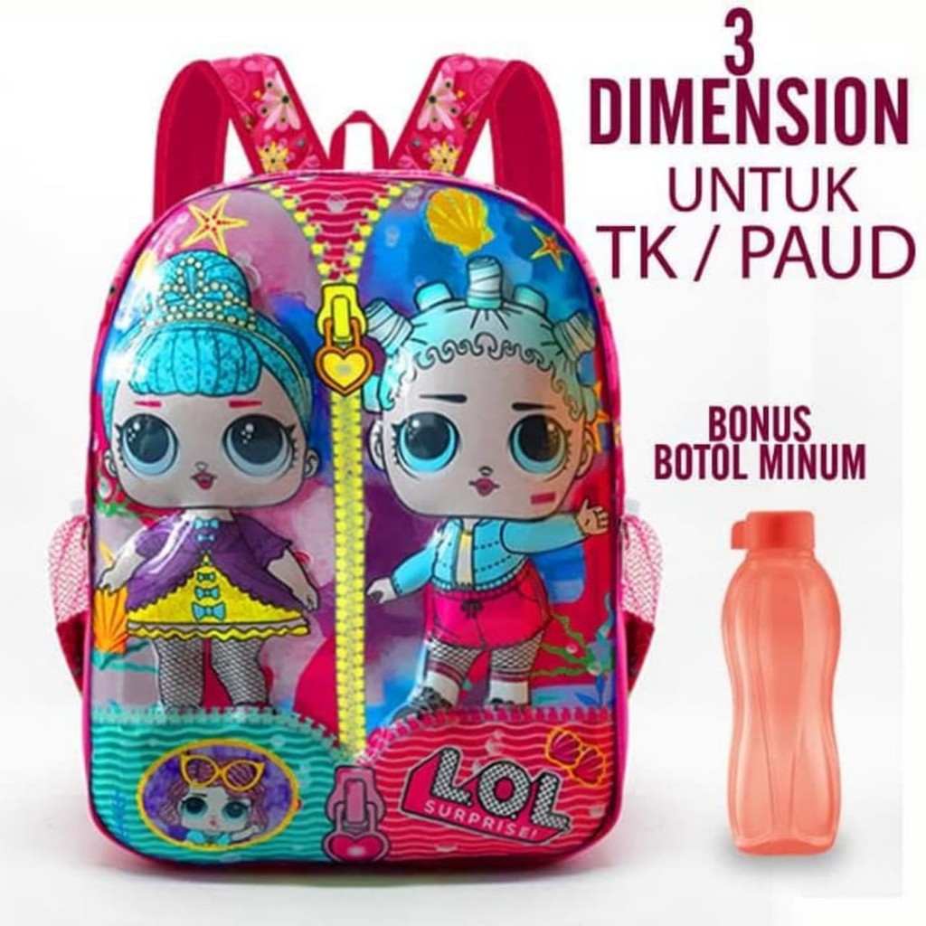 Tas Sekolah Anak Karakter 3 Dimensi / Tas Ransel LOL Surprise / Tas Anak Frozen / Tas My Little Pony