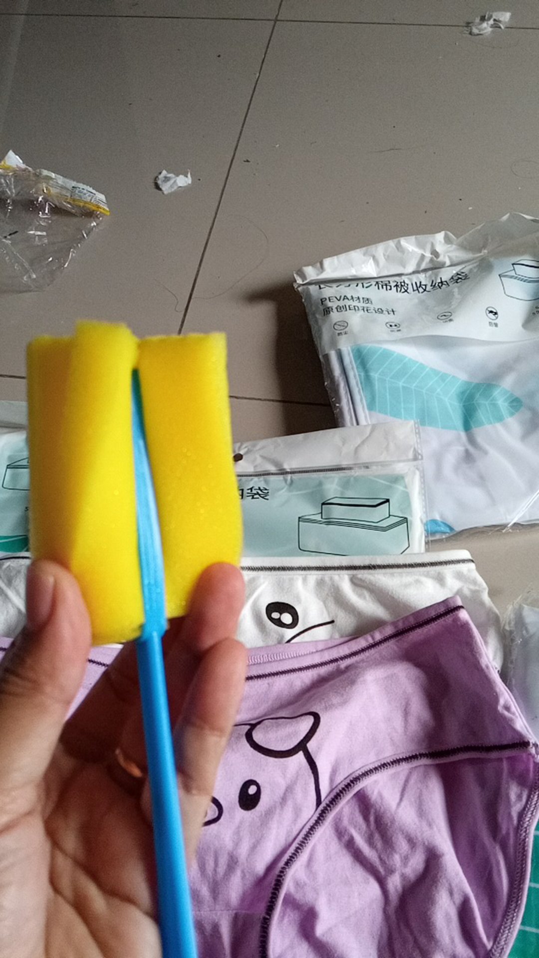Jh19 Pencuci Botol Cangkir Sikat Busa Spons Pembersih Botol Dan Gelas Tongkat Spons Pembersih