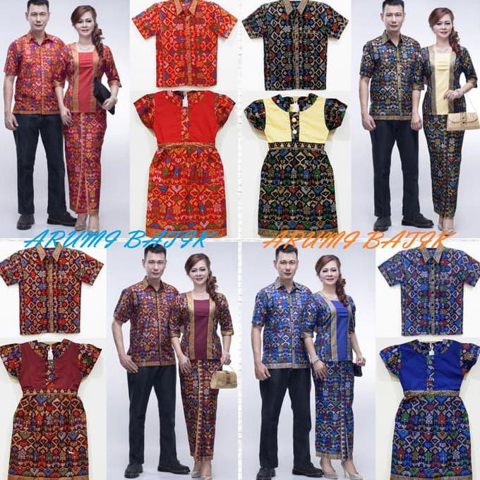 Promo Super Sarimbit Pasangan Couple Keluarga Seragam Setelan Batik 1873 Biru Xl