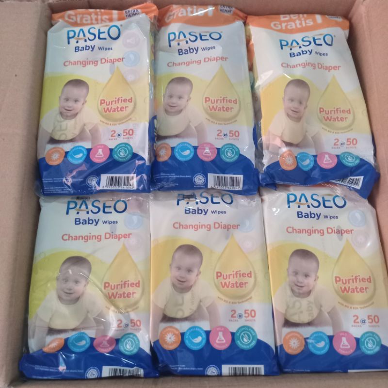 (Beli 1 gratis 1)TISSUE BASAH PASEO/baby wipes/tisu basah/tissue 50sheet