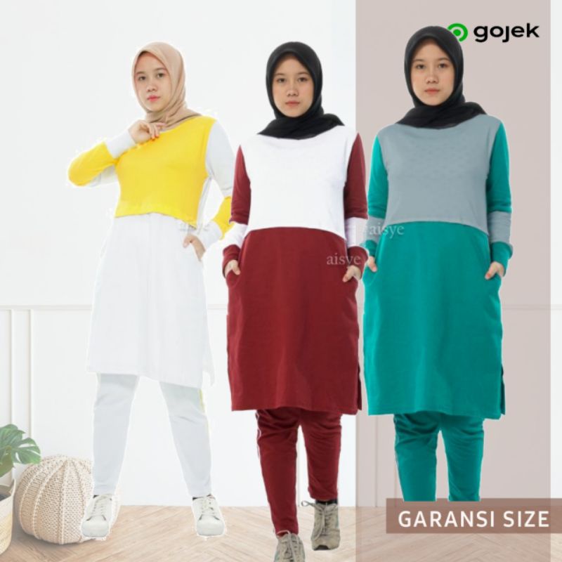 Baju Olahraga Senam Wanita Muslim Muslimah Hijab Panjang Syari Azumi