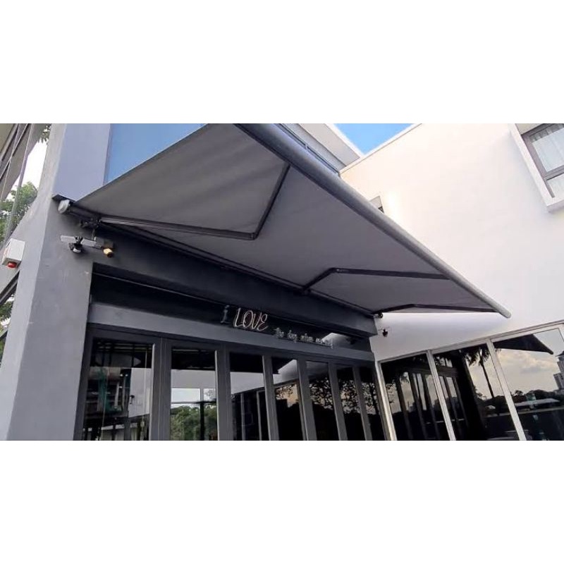 Jual Awning Gulung Kanopi Kain Lipat Manual dan otomatis bahan kain