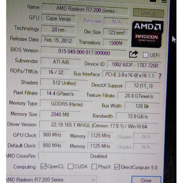 Amd R7 250 2GD5